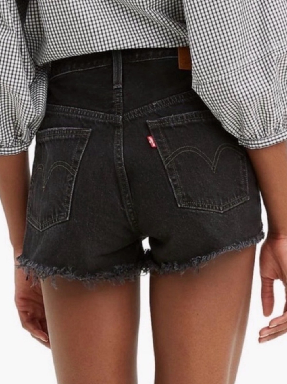 Vintage Levi's 501 93’s Black Raw-Hem High-Waist Denim Shorts